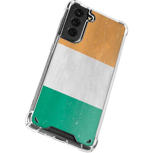 Ivory Coast Flag Distressed Galaxy S21 5G Clear Case
